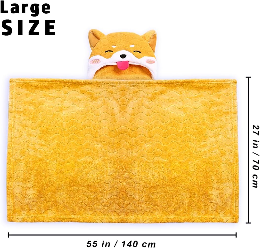 NOOVIA Premium Baby Hooded Towel for Toddler Kids 1-7 Years, Thick Soft Absorbent Bath Towel with Hood for Boys Girls, Large 27x55 inches, Orange Dog Animal Design