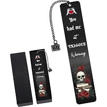 Dark Romance Merch Metal Bookmarks Skull Rose Book Mark Clips with Charm, Enemies to Lovers Page Marker Reading Women, Bookish Gifts for Birthday Halloween School Office Supplies