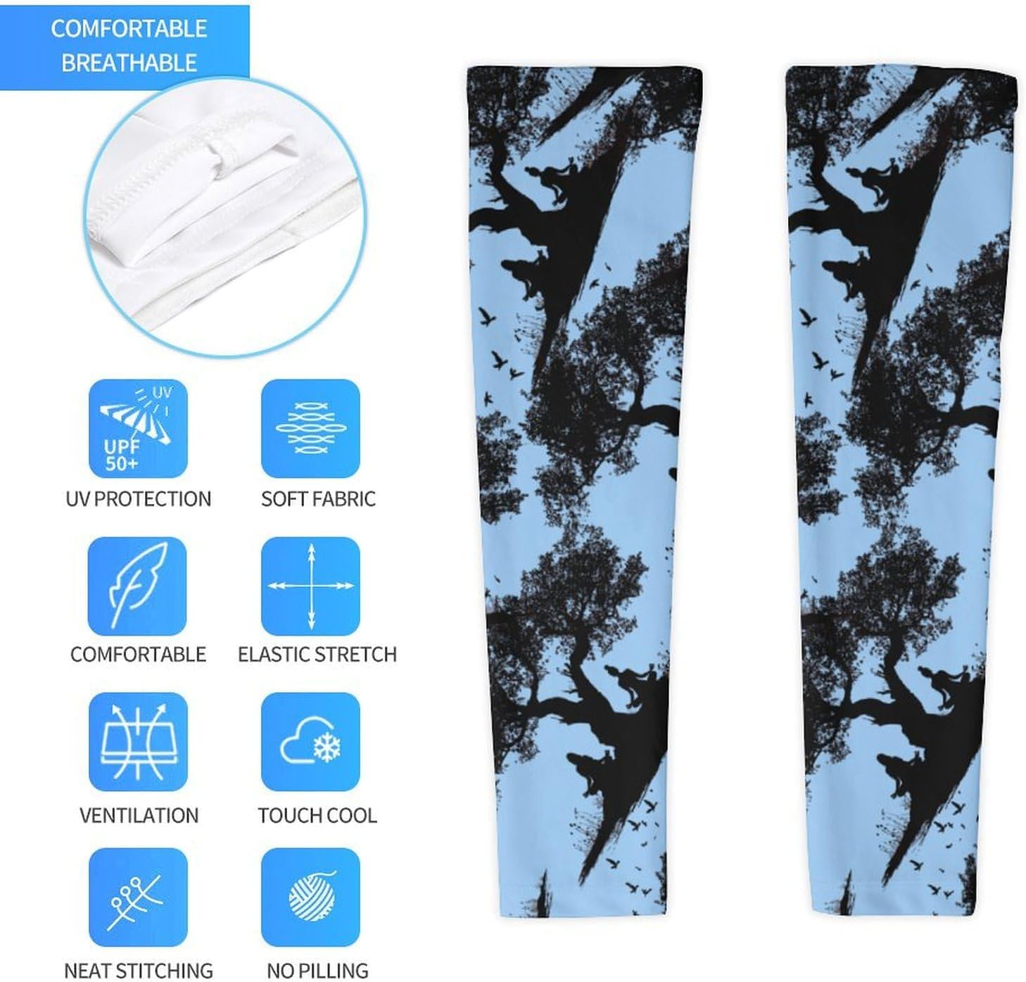Yoga Print Arm Sleeves Sun Protection Sleeves Sports Cooling Arm Compression Sleeve for Men Women