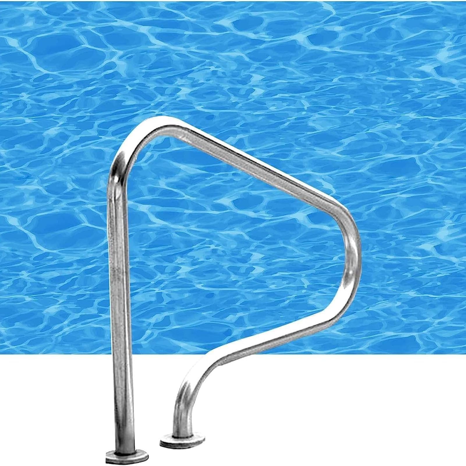 MSHGSKU Pool Handrail,304 Stainless Steel Pool Handrails - 3-Bend Design, Easy Install Swimming Pool Stair Rails for Pools & Spas, Heavy Duty 1.5mm, Durable & Safe Hand Grip
