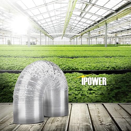 Miniatura 10 de iPower Ventilador elevador de 6 pulgadas con controlador de velocidad, conducto de aluminio flexible de 8 pies sin aislamiento con 2 abrazaderas