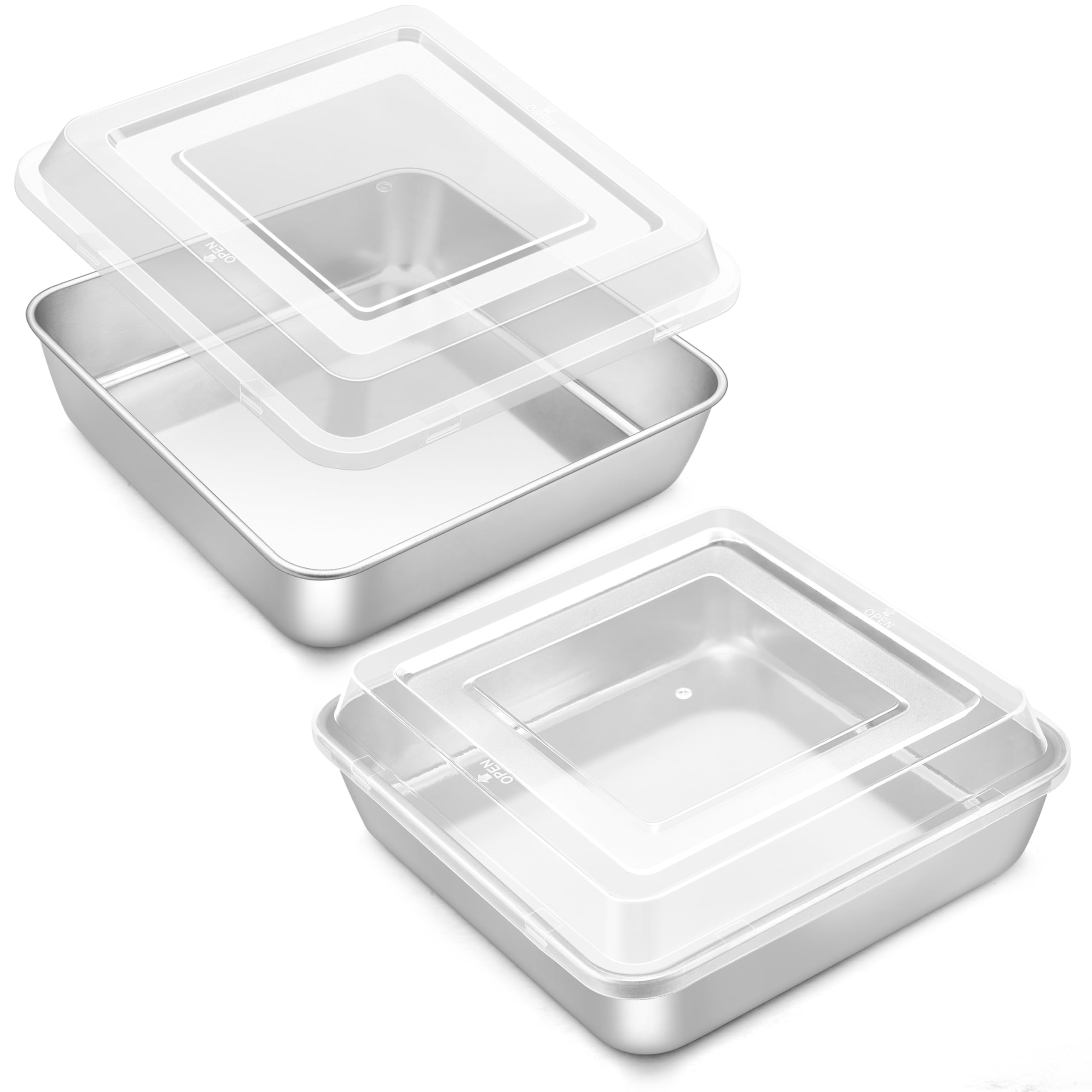 Onader 9x9 Inch Square Cake Pan with Lid Set