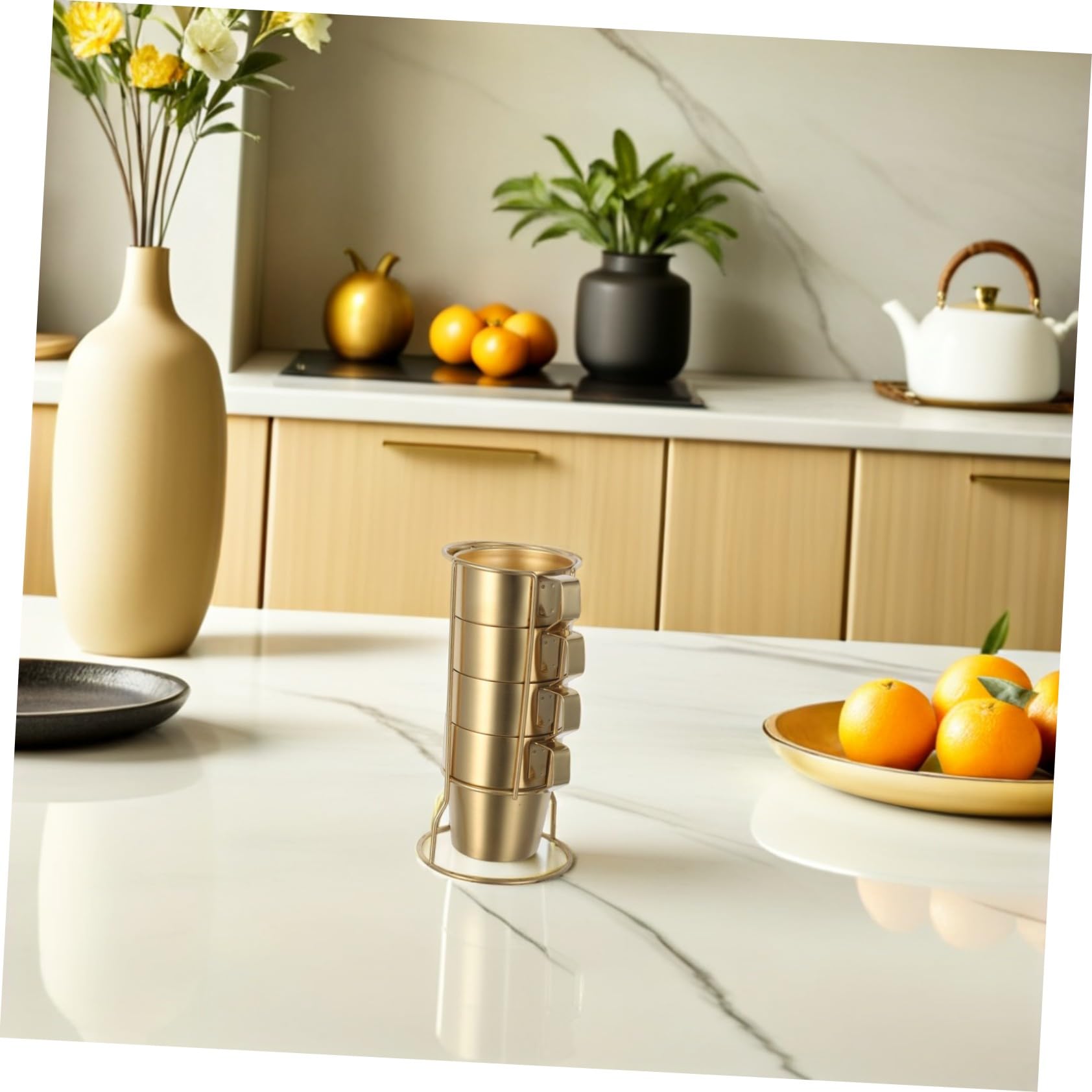 Homoyoyo Juego de Tazas de Café de Acero Inoxidable 300ml con Asa, Dobles