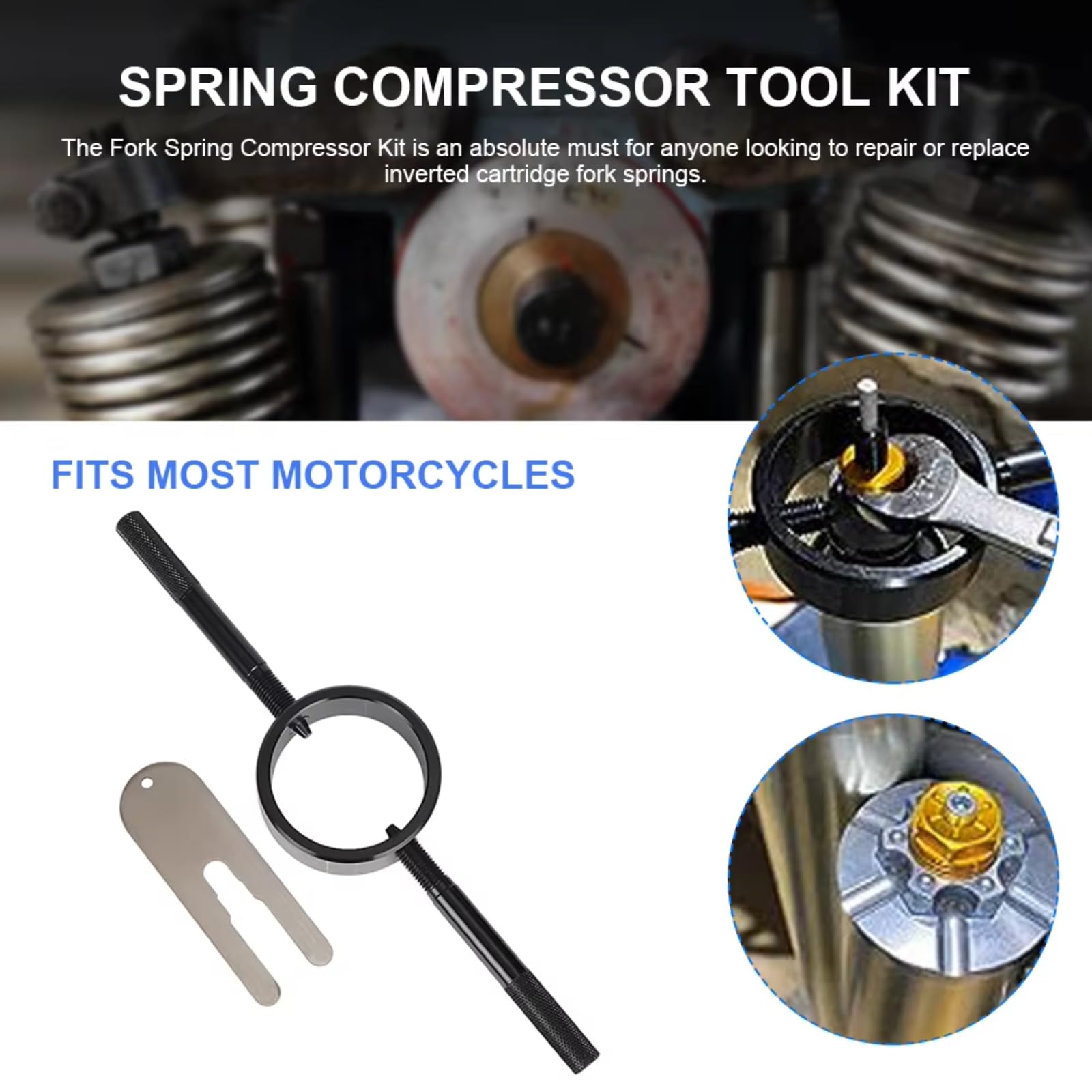 Ensemble d'outils de Compresseur de Ressort de Fourche de Moto Universel | Facile à Monter et à Utiliser, Robuste et Durable, Compact et Pratique, pour la Réparation et la Maintenance de Moto