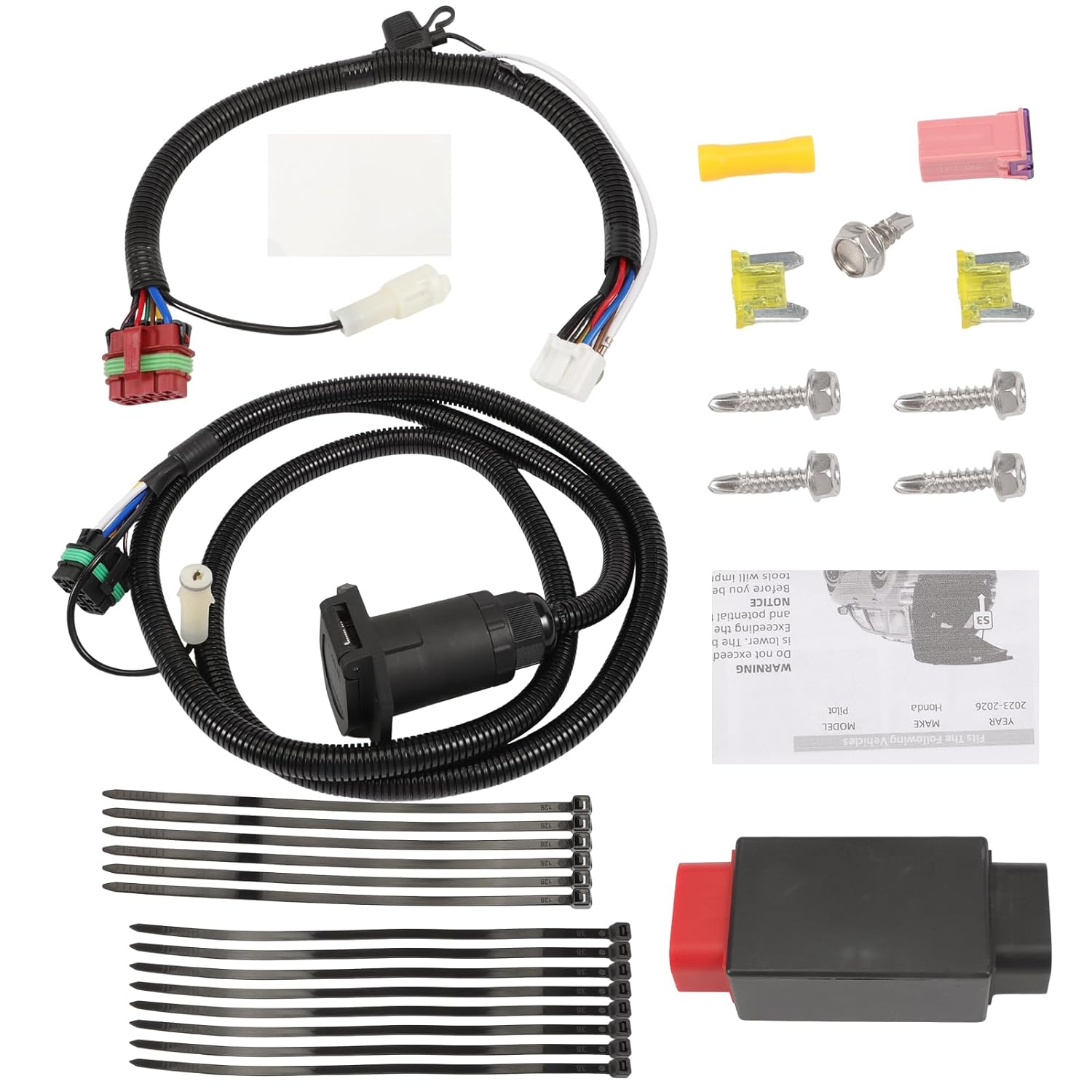 RV Blade 7-Pin Trailer Wiring Harness 56518 Fits for Honda Pilot 2023-2025 Vehicle-Side Custom, 7-Way RV Blade Output Custom Wiring Harness