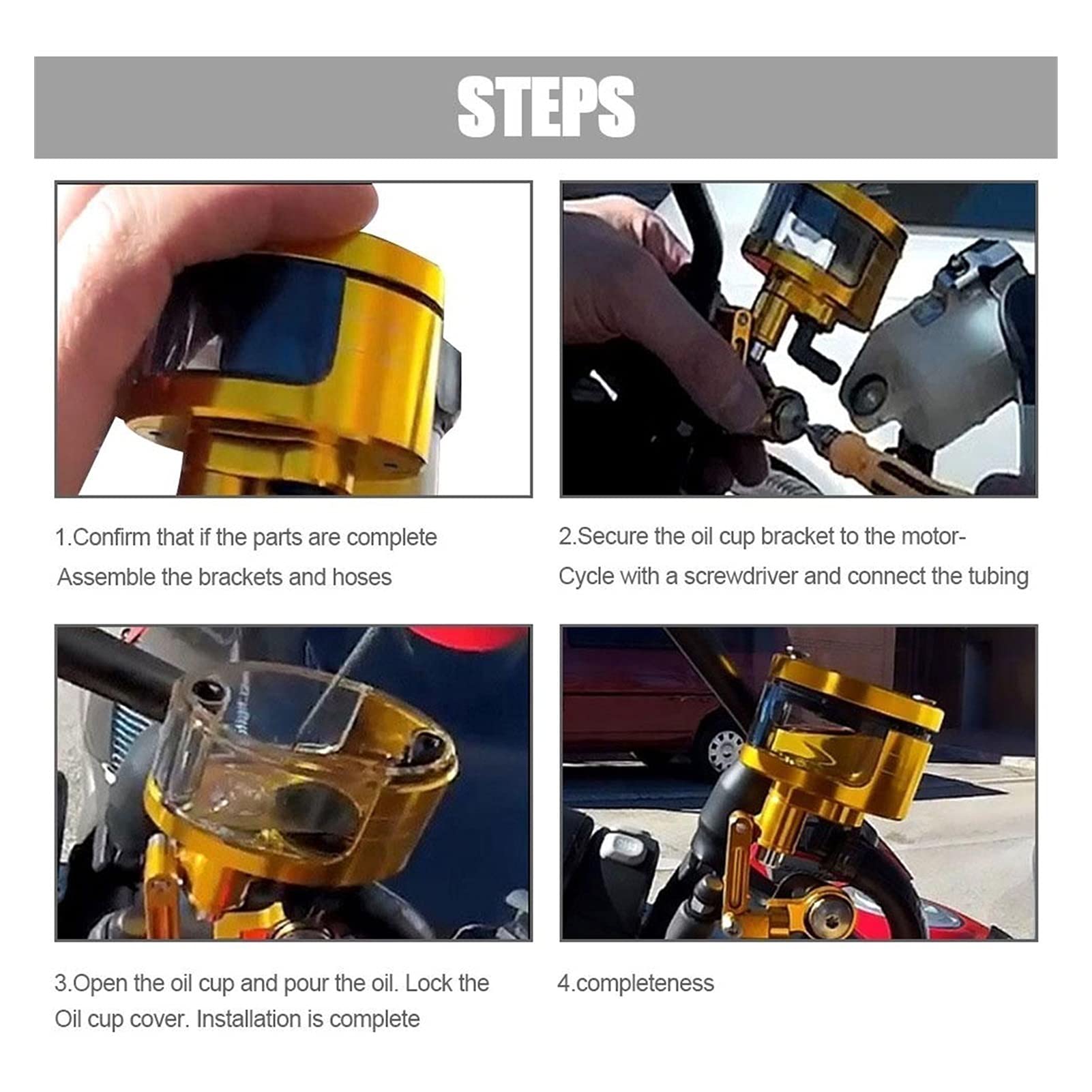 CNC Alluminio 7/8 "22 Millimetri Moto Leva Freno Frizione Idraulica Set Con Serbatoio Cilindro - Foto 8