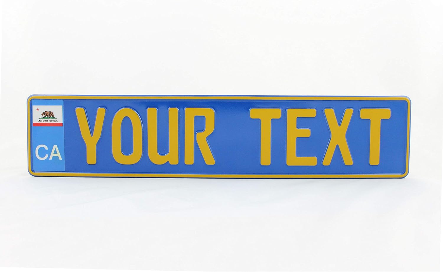California CA US USA Euro European EU License Plate Number Plate Embossed Custom Blue