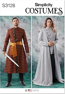 Simplicity SS3126AA Men's Fitted Coat and Cape-Like Lined Vest Fantasy Costume Sewing Pattern Packet, Design Code S3126, Sizes 34-36-38-40-42 - Buy now