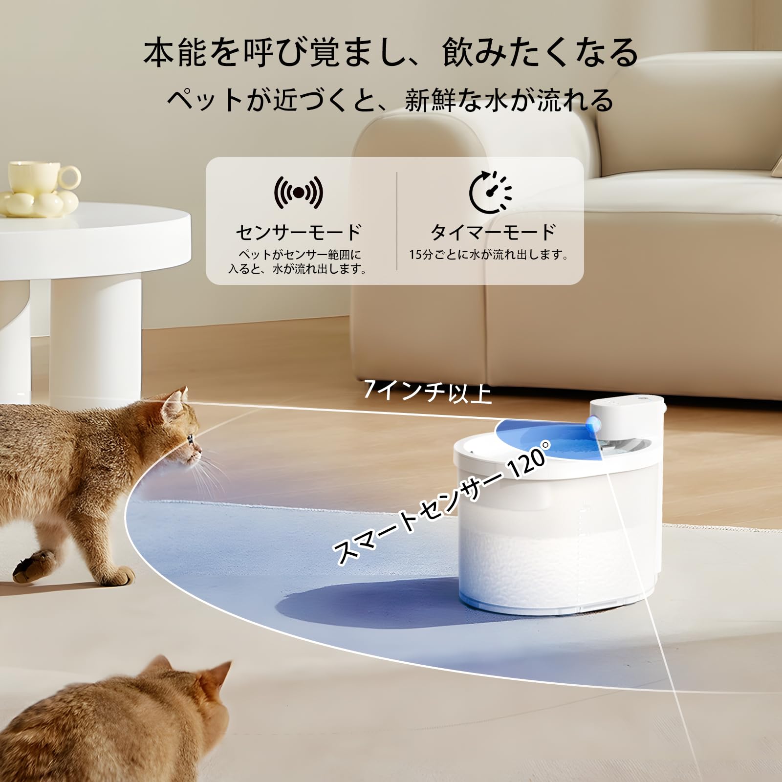 Amazon | uahpet 自動給水器 猫 コードレス 犬 水飲み器 みずのみ 2L大