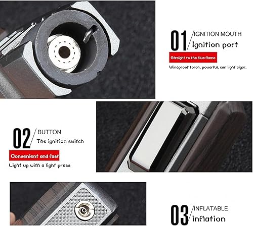 Miniatura 4 de Encendedor de antorcha de butano, soplete recto resistente al viento, encendedor de llama azul, soplete de turbina, encendedor de cocina recargable