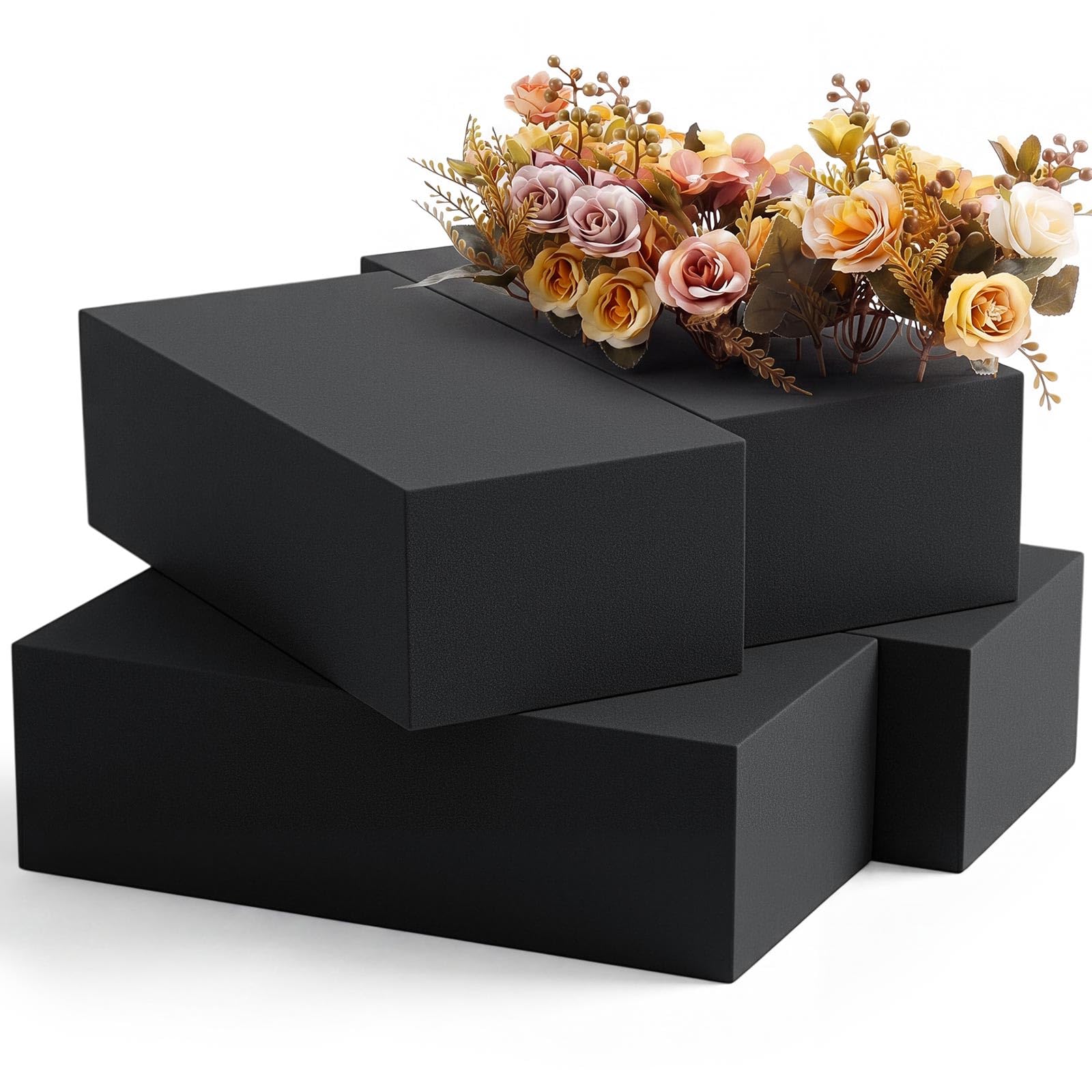Lallisa 4 Pcs Black Reusable Floral Foam Blocks, 8.9 × 4.1 × 2.7