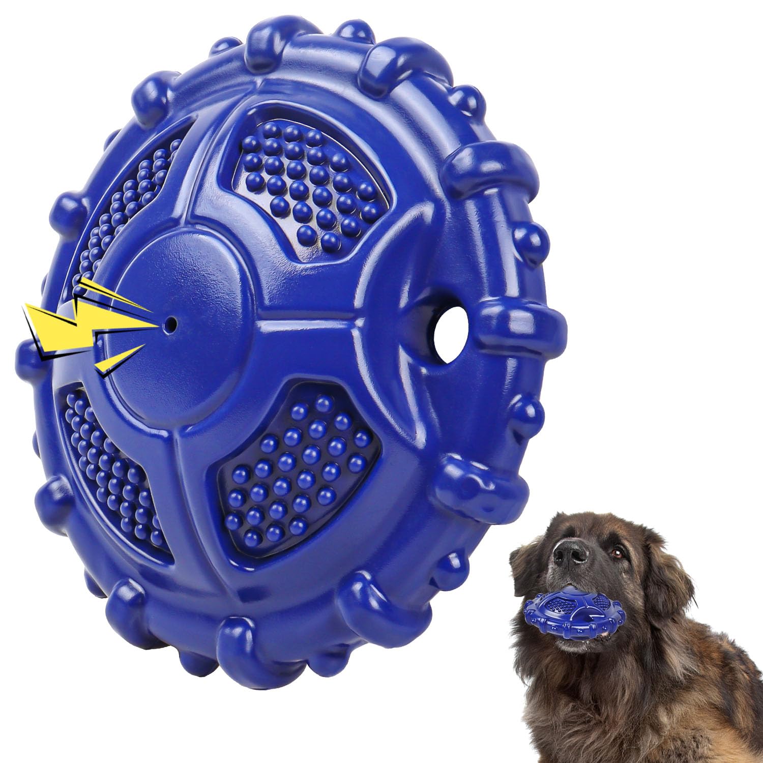 Autoau Giochi per Cani Indistruttibile, Gioco Cane Interattivo Squeak, Giocattoli da Masticativi per Cani in Gomma Naturali per Aggressivi Cane di Medio/Grande Pulizia Denti