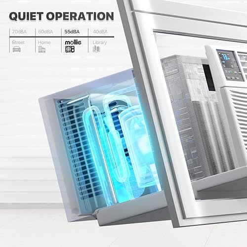 Miniatura 6 de mollie Aire acondicionado de habitación montado en ventana de 12000 BTU, potente CA interior con modo de múltiples velocidades, temporizador