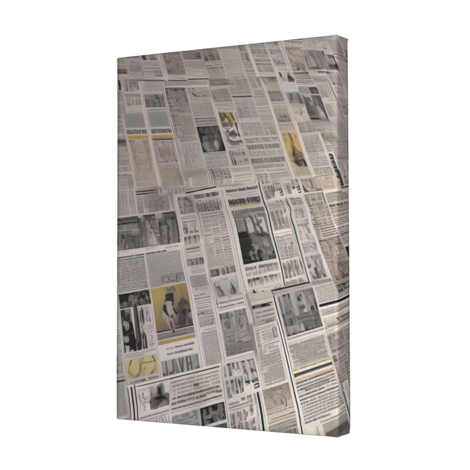 KLOPH newspaper Canvas Wall Art for Living Room 12"x18" Modern Artwork Painting for Bathroom Hanging Canvas Prints Aesthetic Wallart for Bedroom Kitchen Office Wall Decor