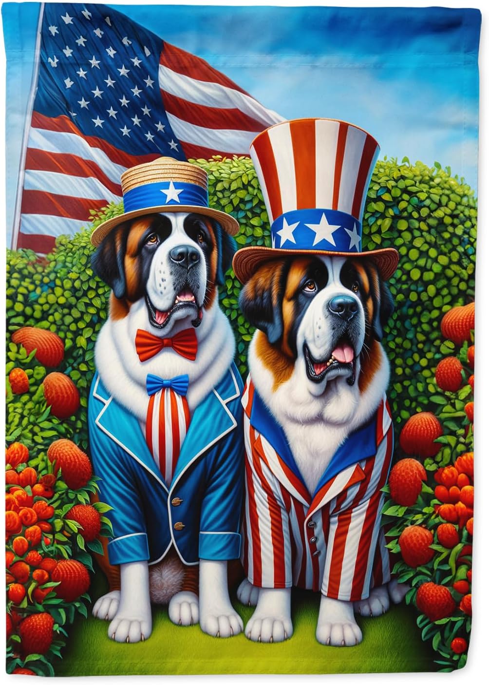 Caroline's Treasures DAC4302CHF All American Saint Bernard House Flag Large Porch Sleeve Pole Decorative Outside Yard Banner Artwork Wall Hanging, Polyester, House Size, Multicolor