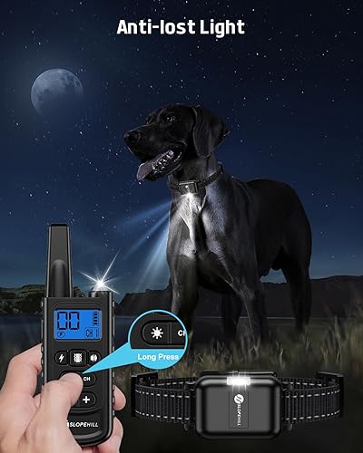 Miniatura 2 de Collar de entrenamiento para perros con mando a distancia, collar electrónico de choque para perro con pitido, vibración, choque, luz y modo sin