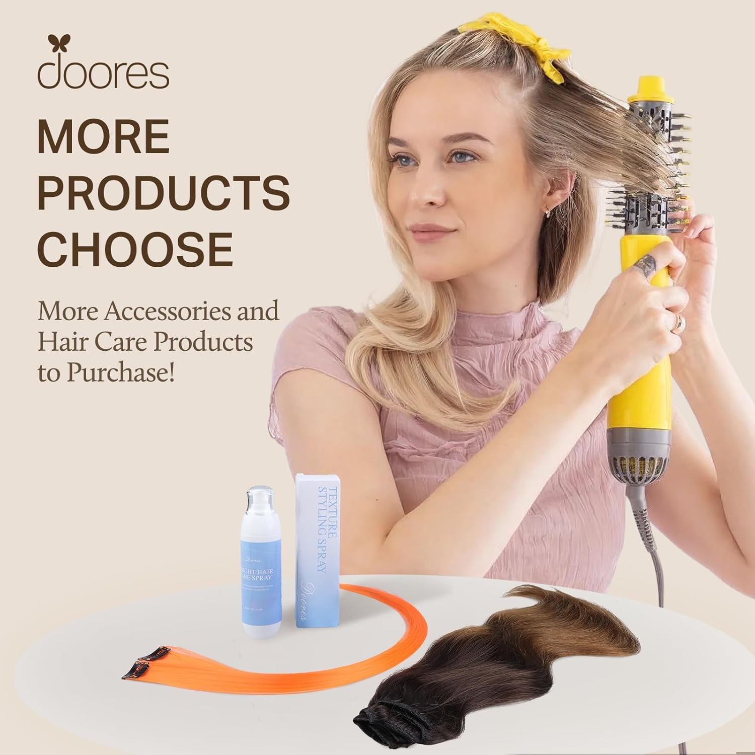 DOORES Hair Extensions Real Human Hair Clip in, White Blonde 18 Inch 120g 7pcs, Remy White Hair Extensions Clip ins Silky Straight Thick for Women