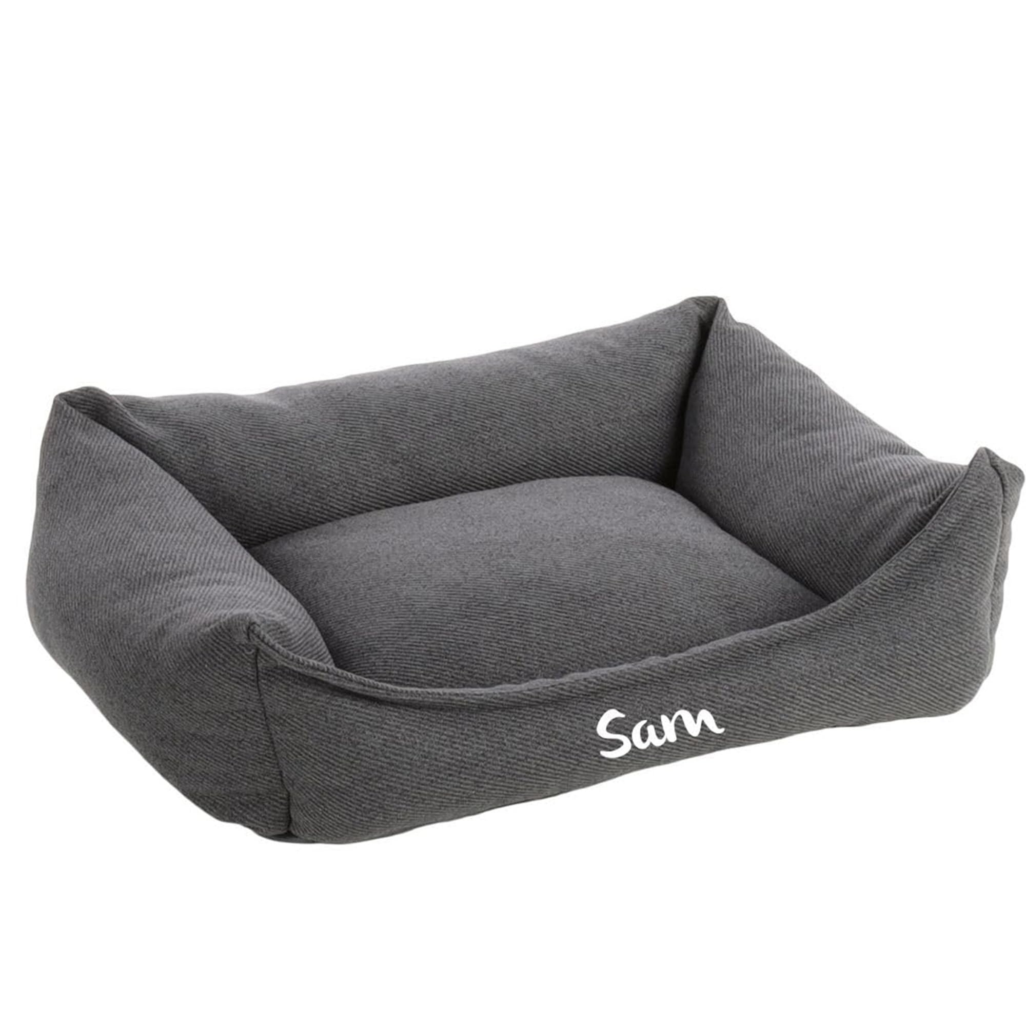 Personalizable Cama para Perros Baldar L Gris Oscuro – Espuma viscoelástica & Funda Lavable – Base Antideslizante – para Perros Grandes – Personalizada con Nombre – Petslino