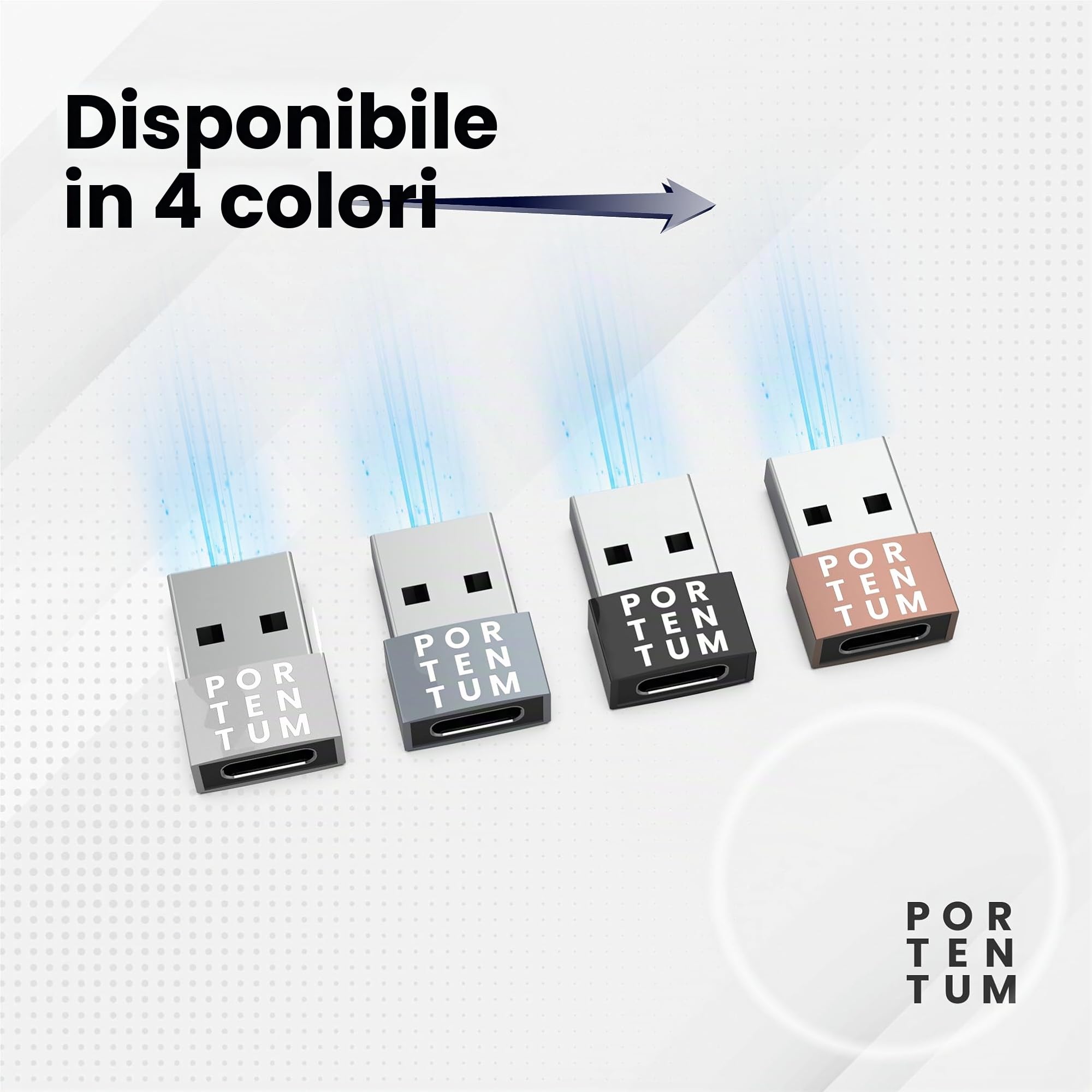 PORTENTUM Adattatore USB C Femmina a USB A Maschio 2.0 480 MB Zinco