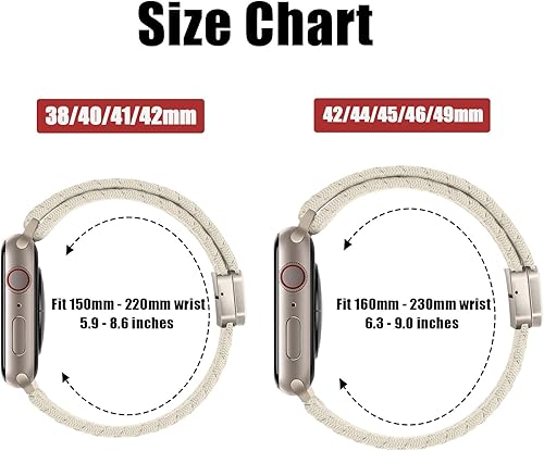 Miniatura 4 de HITZEE Compatible con la correa del Apple Watch de 1.92, 1.77, 1.73, 1.65, 1.61, 1.57, 1.49, 1.49, bandas elásticas trenzadas con cierre magnético