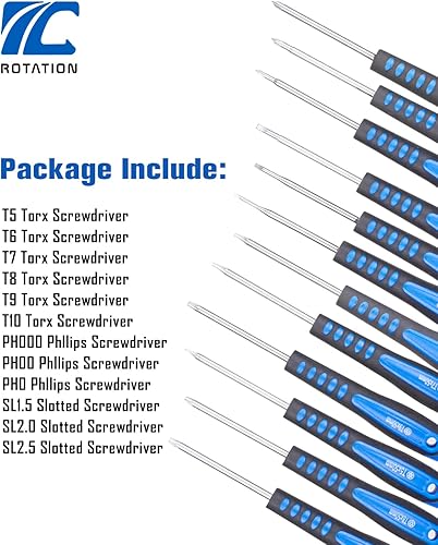 Miniatura 6 de ROTATION Juego de destornilladores de precisión de 12 piezas, Phillips, ranurado, Torx Star, kit de herramientas de reparación de destornilladores