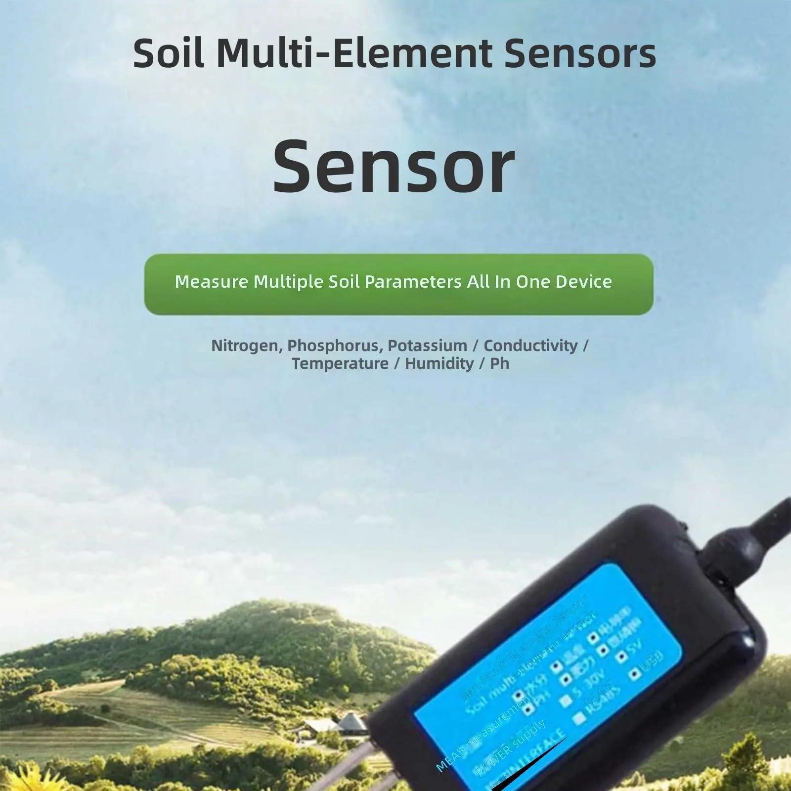 Probador digital de suelo con sensores de temperatura, transductor de nutrientes del suelo para transductor agrícola