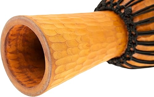 Miniatura 4 de Instrumento circular de tambor de mano Djembe, serie de techo de caoba tallada - NO HECHO EN CHINA - Cuerdas de tejido africano Mali, 2 años de