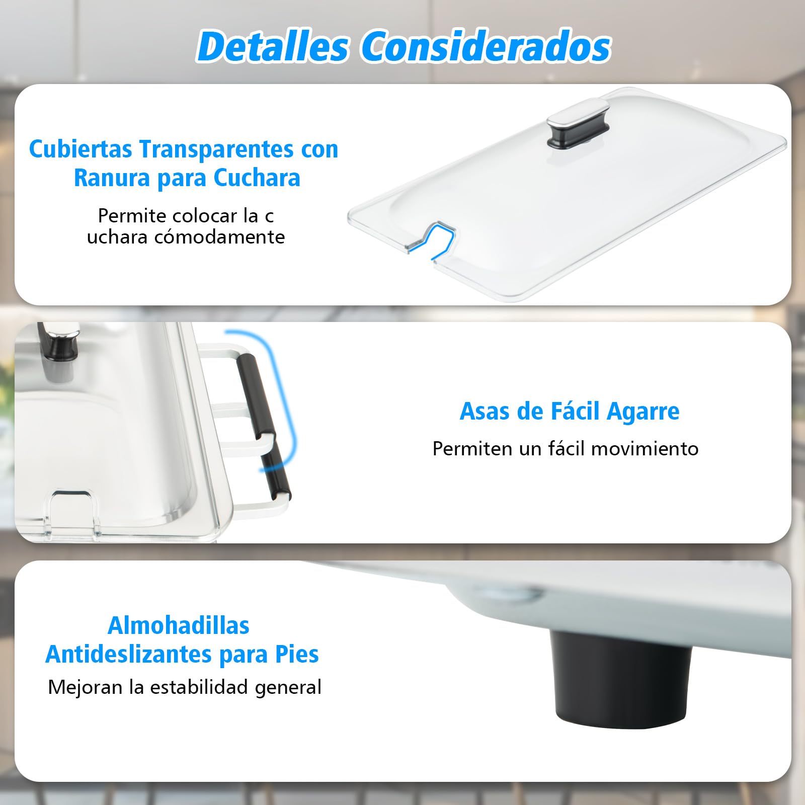 COSTWAY 2 en 1 Bandeja Eléctrica con Control de Temperatura, 450 W Calentador de Alimentos con 3 Bandejas para Servir, Bandeja Portátil de Acero Inoxidable, 9 L Servidor de Buffet