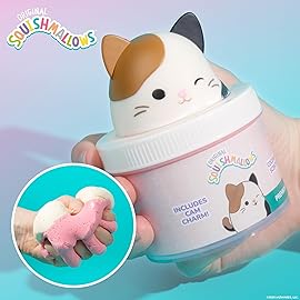 Original Squishmallows Cam The Cat Premium Cloud Slime, Coconut-Scented, 8 oz., Storage Container with Figurine Topper, Rubber Charm, Goodie Bags Stuffers, Kids Party Favors, Sensory Toys
