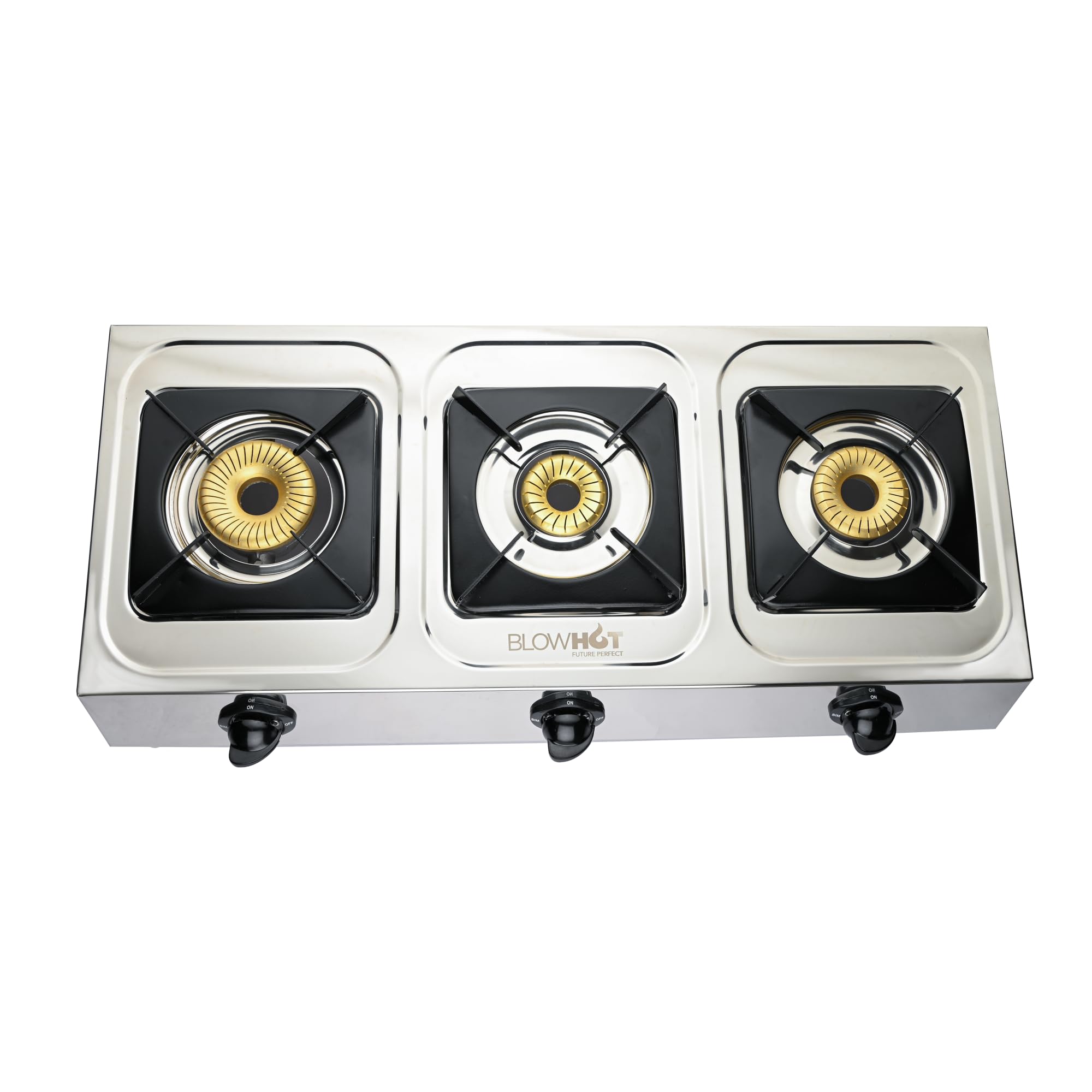 BLOWHOT Crystal 3 Burner Manual Ignition Gas Stove|Cooktop|Stainless Steel Body|Heavy Tornado Brass Burners|Isi Certified|Heavy Vessel Support|2 Year Warranty On Burner|Gas Valves,Silver (B0CL9LJTY4) Amazon Price History, Amazon Price Tracker