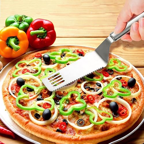 Miniatura 6 de Cortador de tartas y servidor de acero inoxidable, cortador de pasteles y espátula de pastelería con hoja dentada, juego de 1