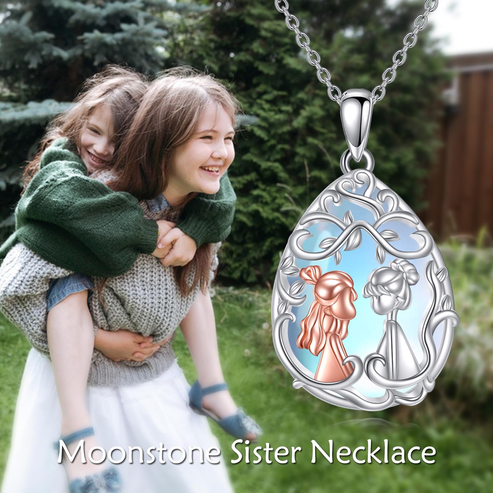 YFN Cadena para madre de plata de ley 925, collar para madre, regalo para el día de la madre para mamá, regalo de cumpleaños, Medio, Plata esterlina, Piedra lunar