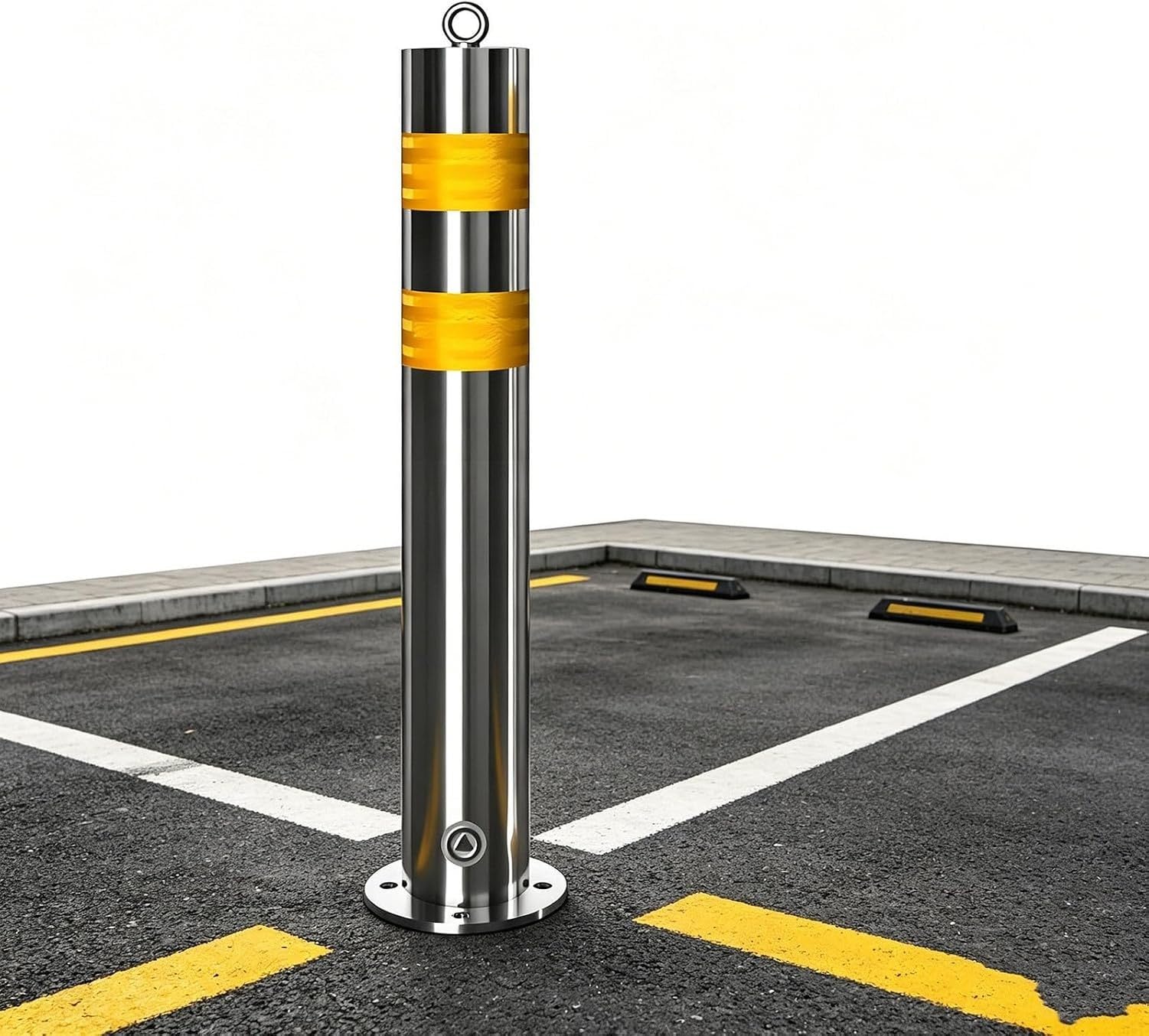 Postes de Estacionamiento de Acero Inoxidable, Barreras Anticorrosión con Banda Reflectante, Fáciles de Instalar para Rieles de Protección en Entradas de Vehícu, 1PCS, 1PCS