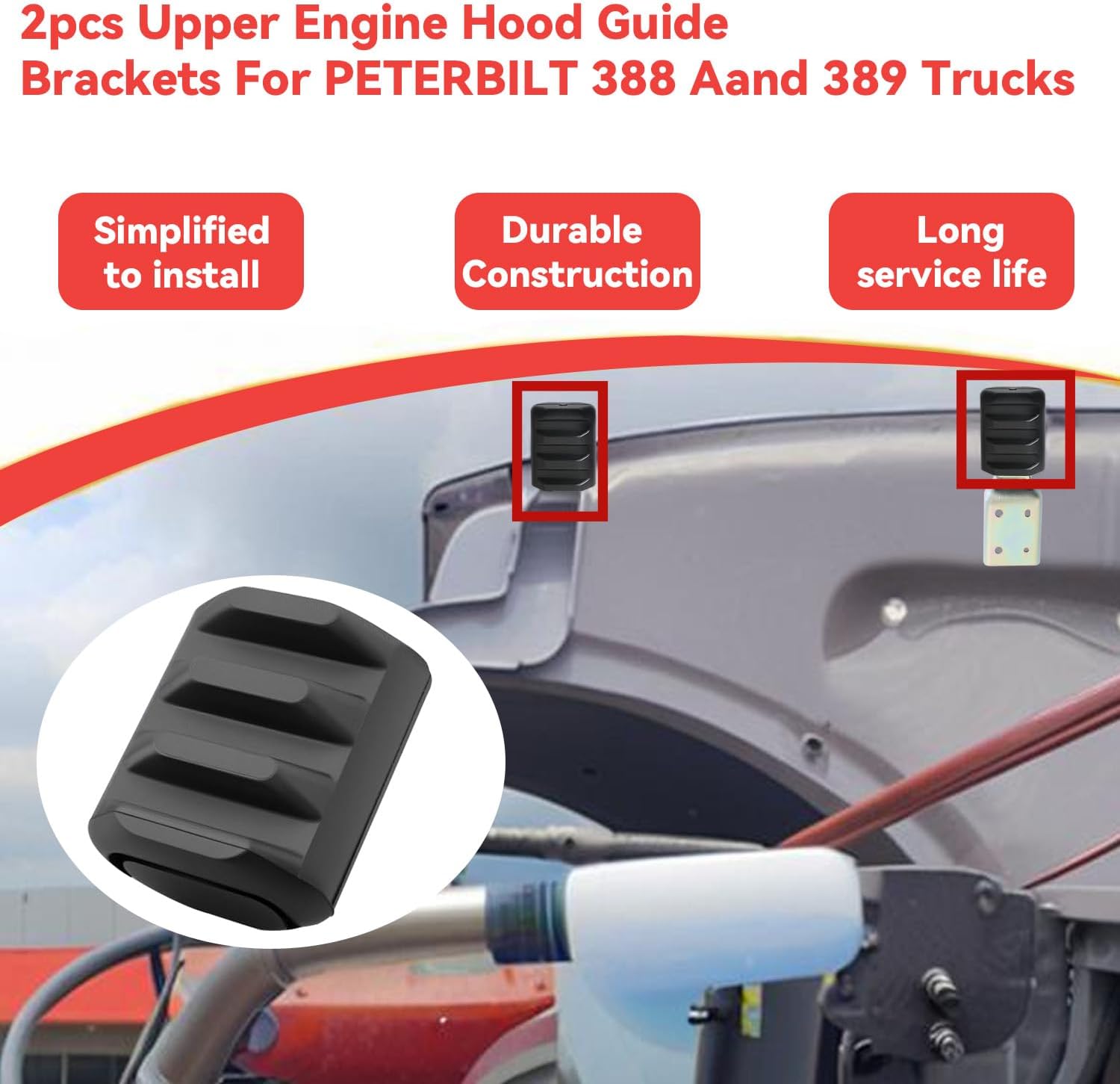 Upper Engine Hood Guide Fit for Peterbilt 388 And 389 Trucks,Replace Upper Engine Hood Guide Brackets, Direct Replacement Bracket