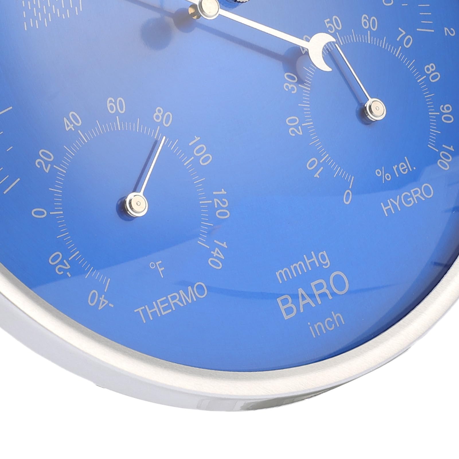 Elprico Wallhanges Thermomètre Baromètre Hygromètre Unités Impériales pour Les Intérieurs à L'extérieur Bleu 180 Mm
