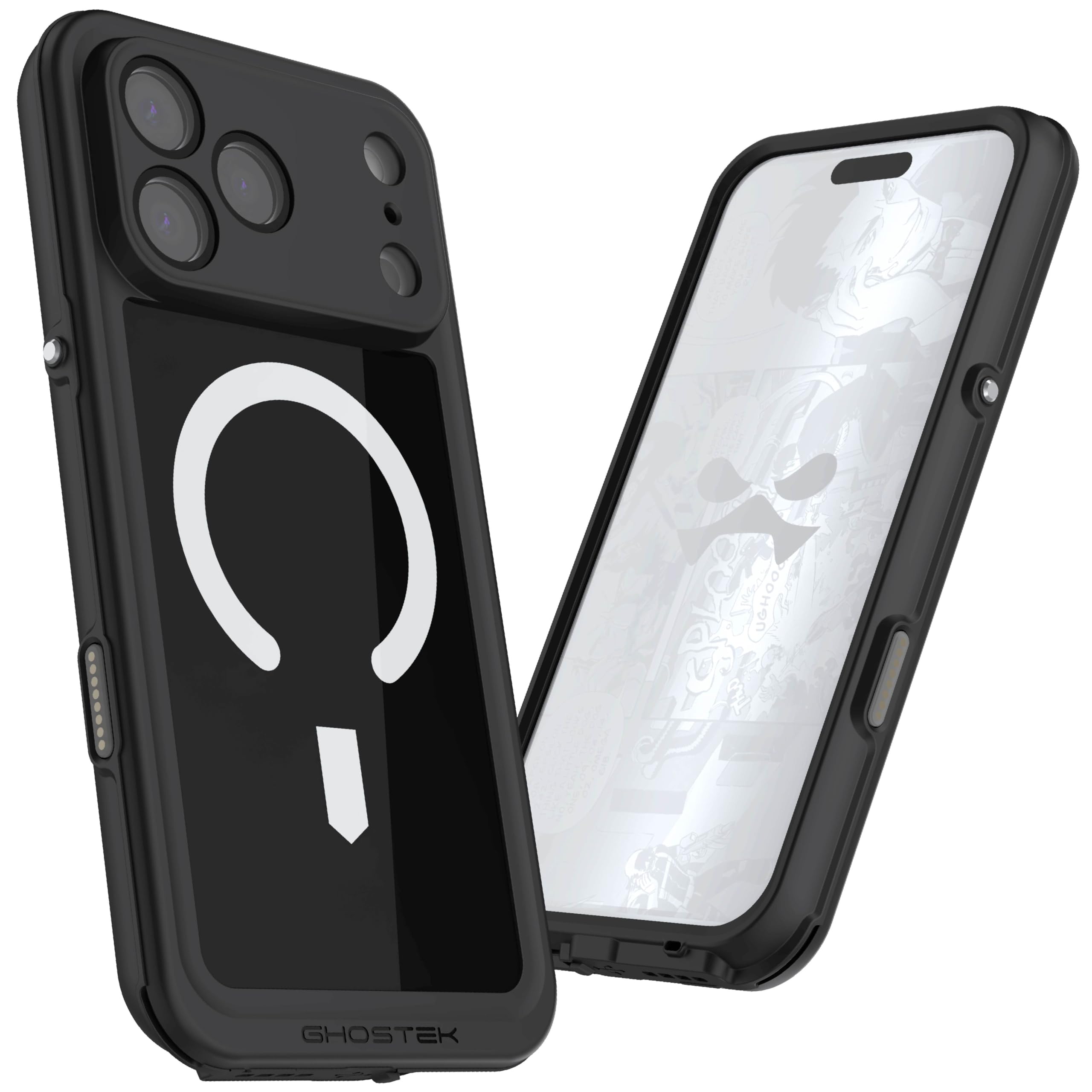 Ghostek® Direct Ghostek Nautical Slim iPhone 17 Pro Max Waterproof Case - Built-in Screen and Camera Lens Protector, Compatible with MagSafe Accessories Designed for Apple iPhone17 Pro Max (6.9", Black)