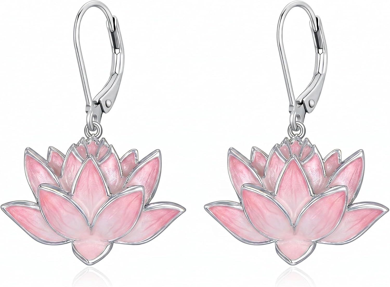 Lotus Earrings Purple Enamel Lotus Dangle Earrings Christmas Jewelry Gift for Women