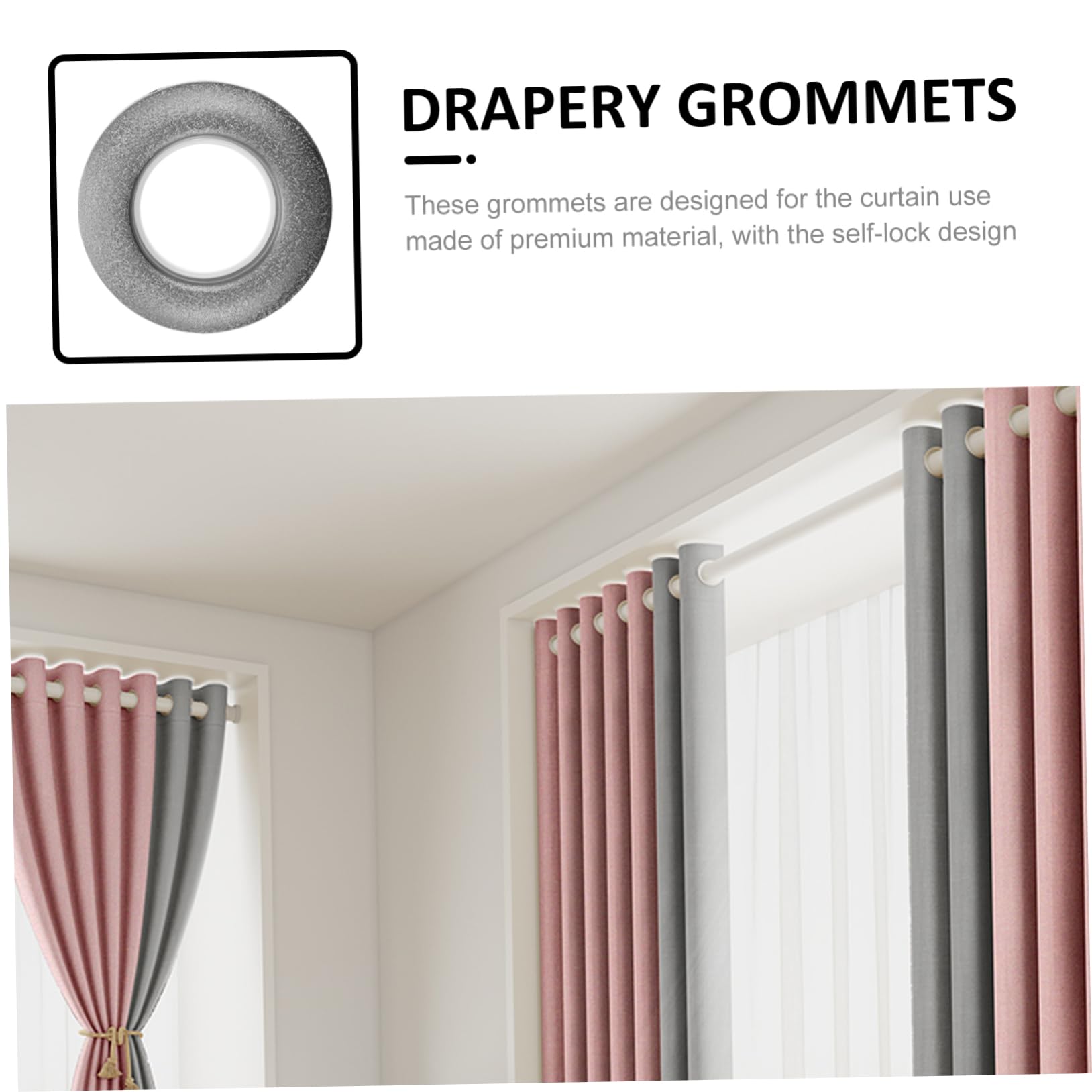 Cabilock PP Œillets de Rideaux Autobloquants Faciles à Installer Retirer, Lot de 80, Argenté, pour Portes D’Armoire et Paquet, Accessoire DIY