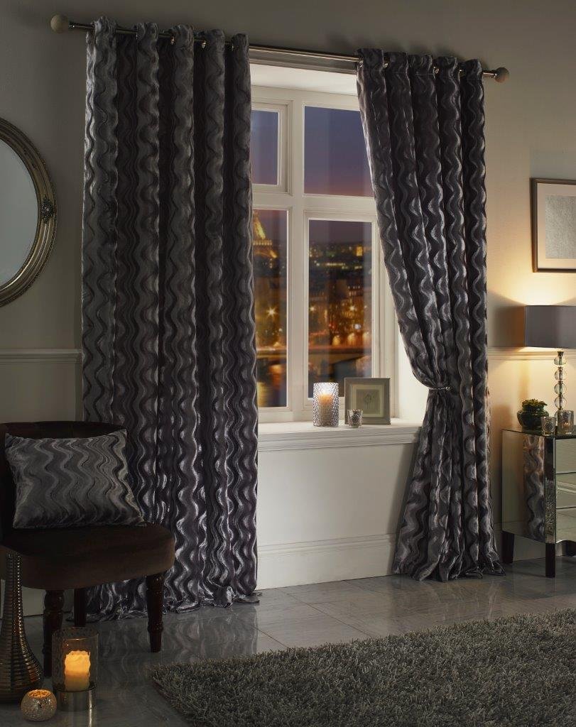 Emma Barclay Silver Eyelet Curtains Katie 66 X 54 Inches