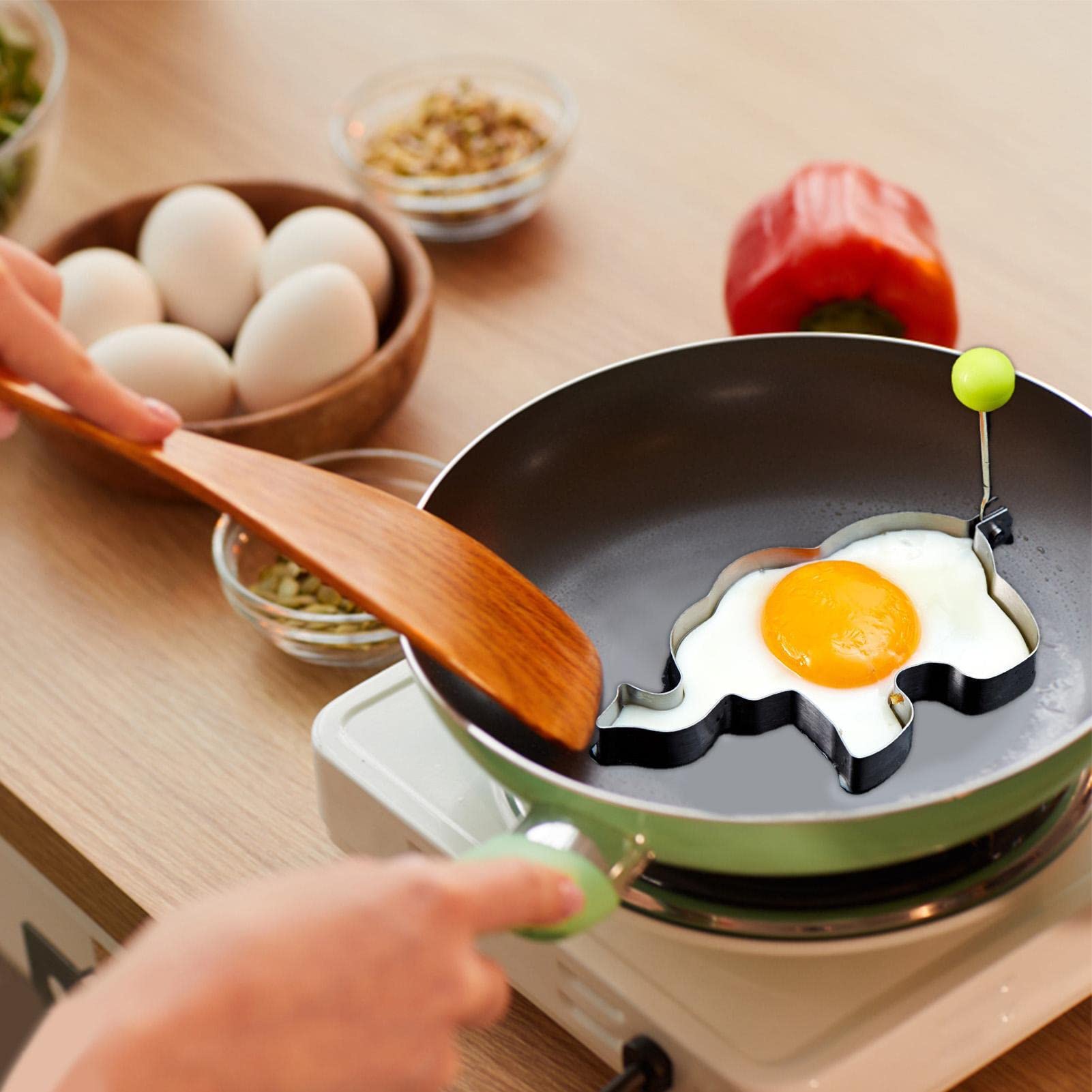 Middelvinger eivorm, grappige gebakken eieren mallen, anti-aanbak ei koken ring, roestvrij staal middelvinger vormige eieren friteuse, DIY ontbijt koken mallen voor sandwich burger