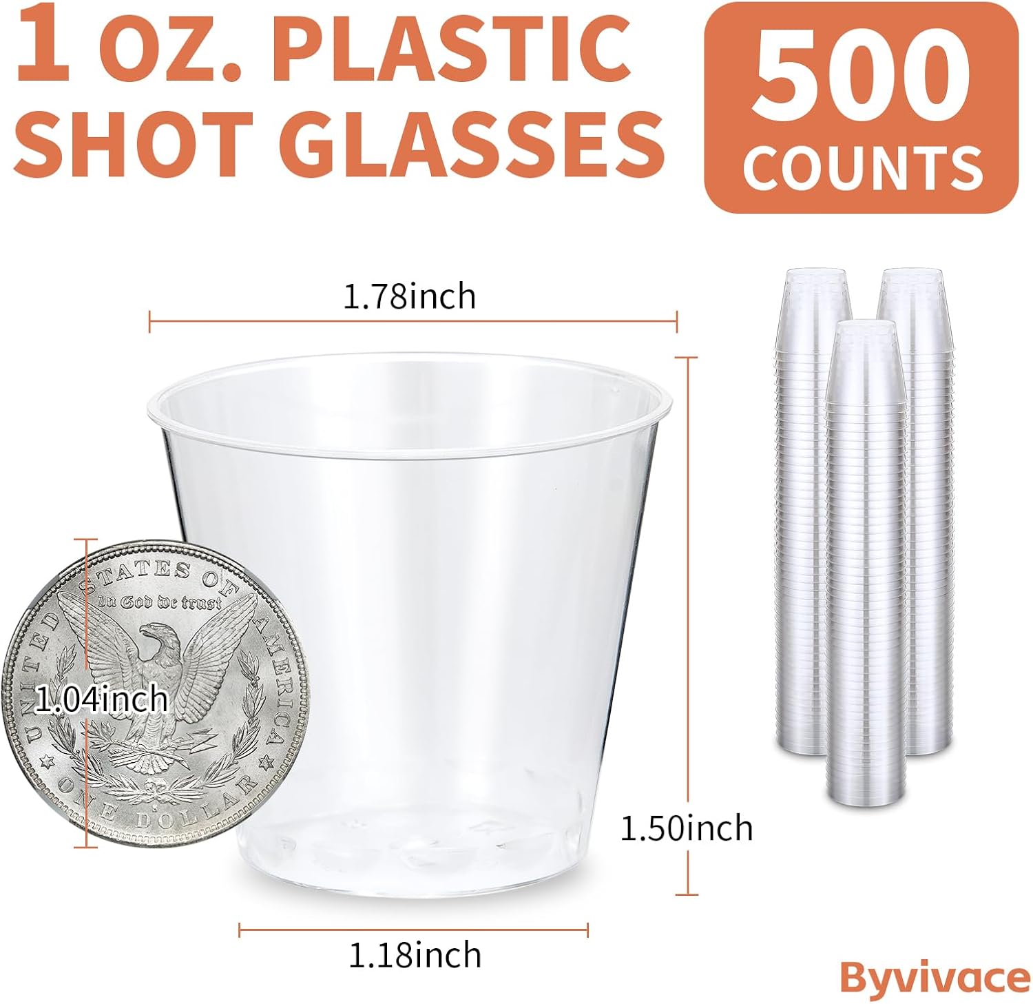 Byvivace 1OZ.Clear 500Counts +1000Counts