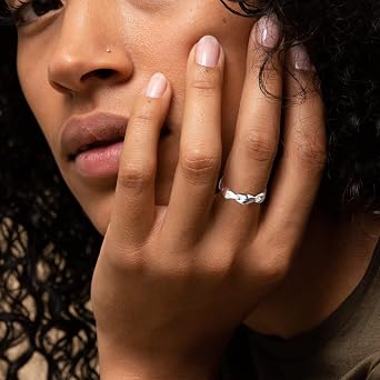 Calmi Ring for Women, Pure Copper Adjustable Powerful Natural Calmi Women's Energy Balance Relieve Anxiety Opening Ring, Menopausal Accessory (Silver)