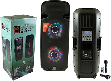 MR DJ Lets Jump Dual 15" 3Way 5000W DJ Active Speaker Powered PA Party BT USB Speaker MIC