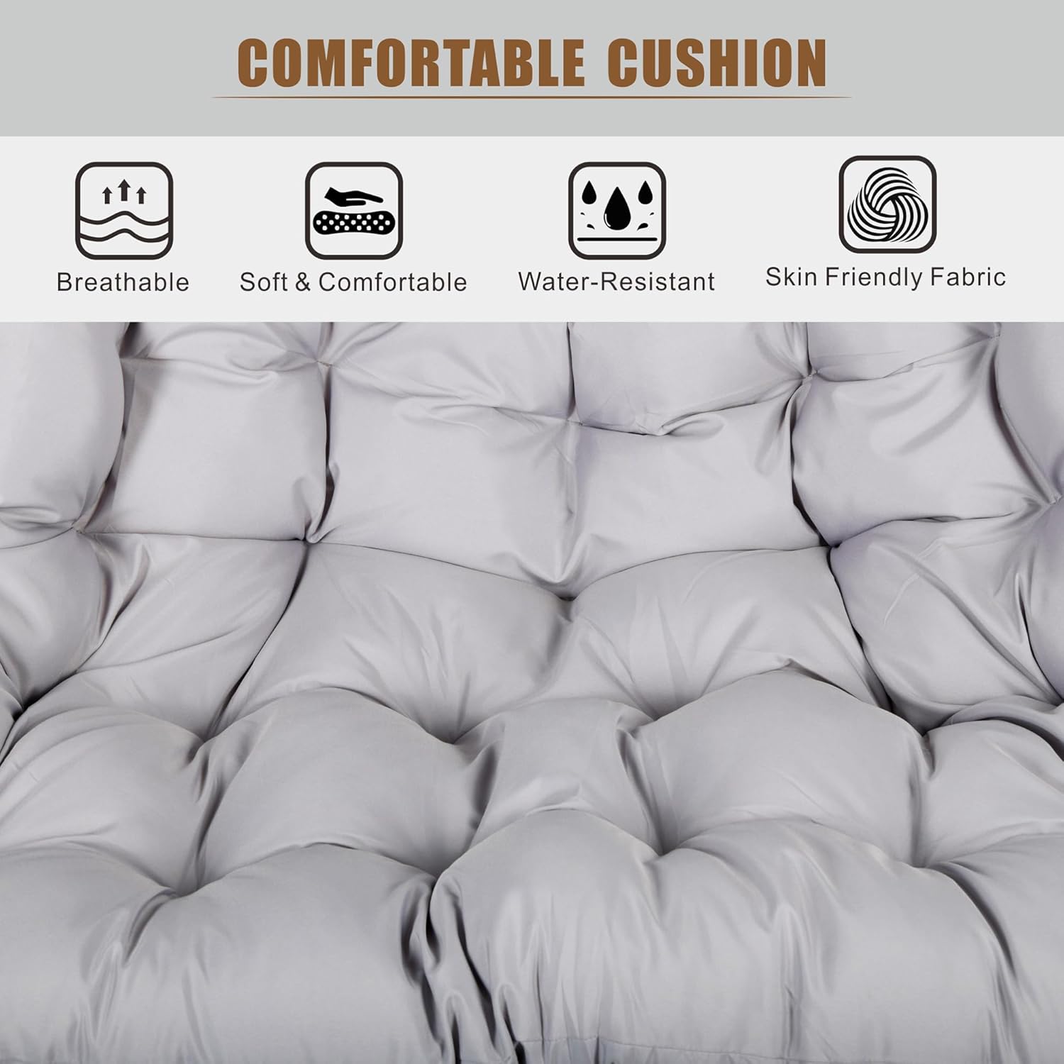 Double Hanging Egg Chair wth Stand, Patio Hammock Swing Chair with Cushion Loveseat for Bedroom, Balcony, Garden, Indoor, Outdoor 5 71IQ5ZQCTyL. AC SL1500