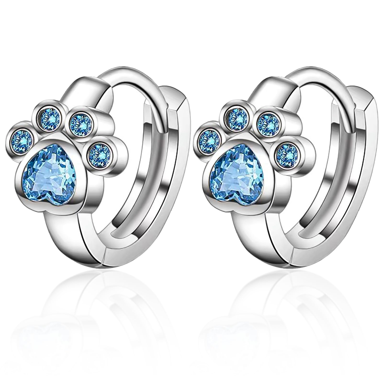 DGUSO Pendientes Niña Plata de ley 925 con Diseño Garra de Gato con Circonitas de Cristal, Pendientes Aro Niña Sofisticados Pendientes Niña Hipoalergenicos Pendientes Niña Plata De Ley