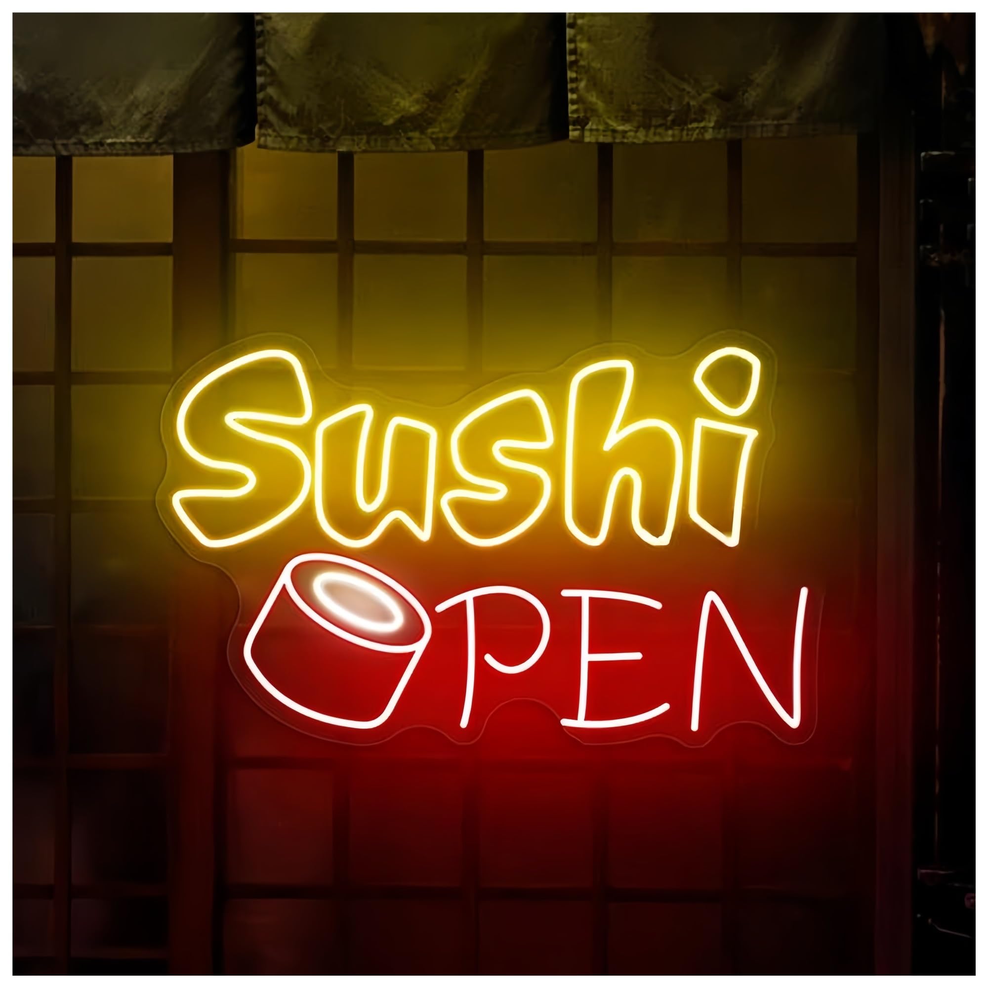 SHOUXI Sign Lamp Sushi Open Neon Sign Japanese Restaurant Home Kitchen Decor 50cmx39cm(C)