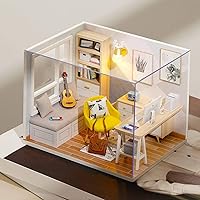 Vista 3 de piberagi Kit de casa de muñecas en miniatura DIY, a escala 1:32, casa de muñecas de madera mini creativa con muebles, a prueba de polvo para niños