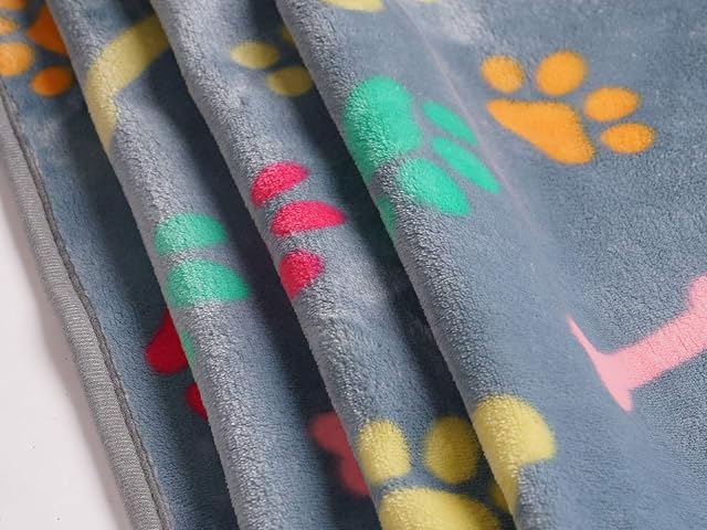 Foto 5 de 7 de luciphia 3 Piezas de Paquete Mantas para Perros Gatos Mascotas Paños Estampados y Suaves Patte Os Grise Large…