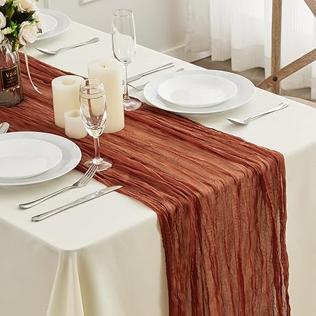 Handmade Terracotta Cheesecloth Table Runner