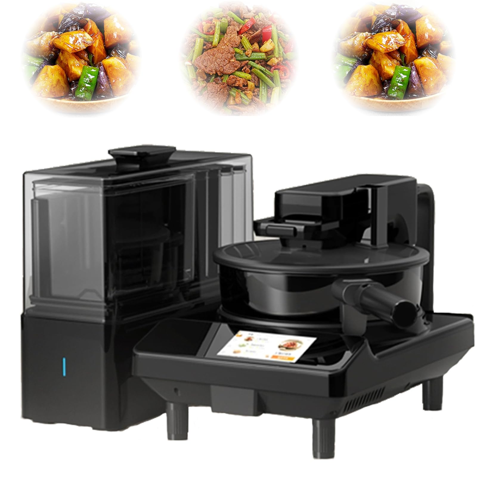 HmLtd Fully Intelligent Cooking Robot, 2000W Automatic Cooking Robot, 10-Speed Firepower Adjustment, 360°IH three-dimensional heating of the whole pot, For Housewives, Office Workers, Lonely Elderly